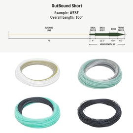 RIO PRODUCTS Premier Outbound Short Fly Fishing Line, Exceptionally Powerful, Easy to Cast Big Flies for Maximum Distance, Ultra-Slick Performance, Clear/Moss/Ivory, 100ft, WF7I/S5/S7