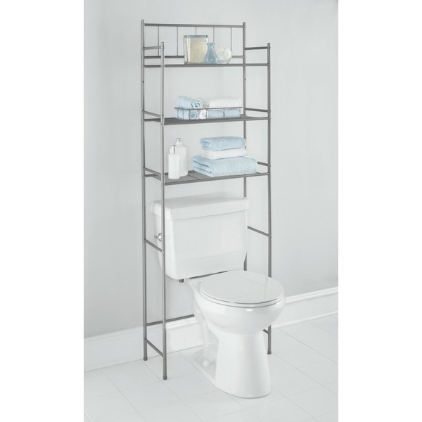 Mainstays 4-Piece Bathroom Set - Shelves Storage Baskets Hooks in Satin Nickel