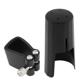 OriGlam Bb Clarinet Ligature, Leather Ligature and Plastic Clarinet Mouthpiece Cap, Leather Ligature Set for Bb Clarinet, Ligature Fastener Mouthpiece Cover for Clarinet, Black