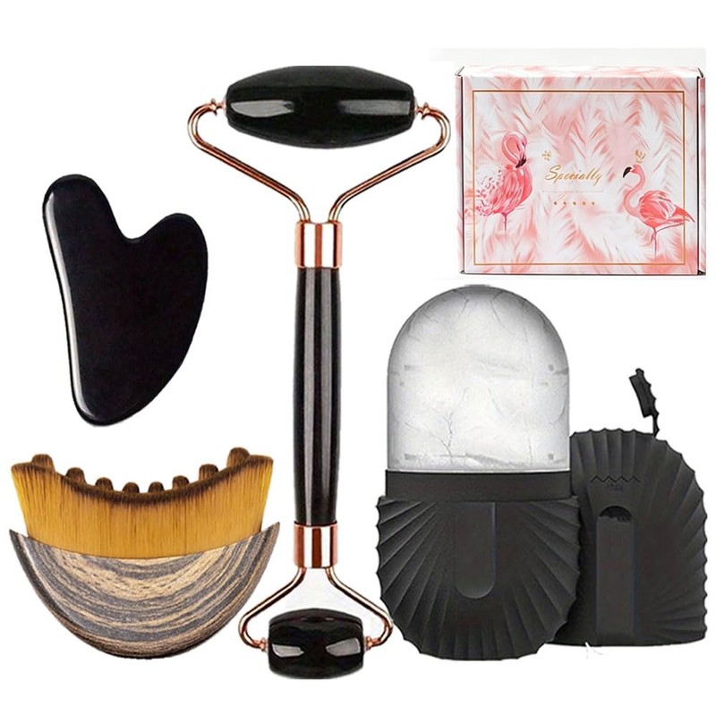 Set Rodillo Hielo, Gua Sha y Cepillo Linfático para Masaje