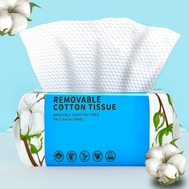 Disposable Face Towel 100 Count, Soft Cotton Clean Skin Face Towels, Dry Wipes Cotton Facial Towels Wash Cloths Tissue Thickened, Disposable Face Towelettes for Cleansing, Makeup Remover and Skincare