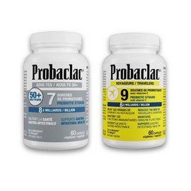 Probaclac Probiotics Bundle | Travelers 6.5B CFU (9 Strains) for Diarrhea & Immune Support + 50+ Probiotics for Bloating Relief & Gut Health – 7 Strains – Daily Digestive Formula – 2 Pack
