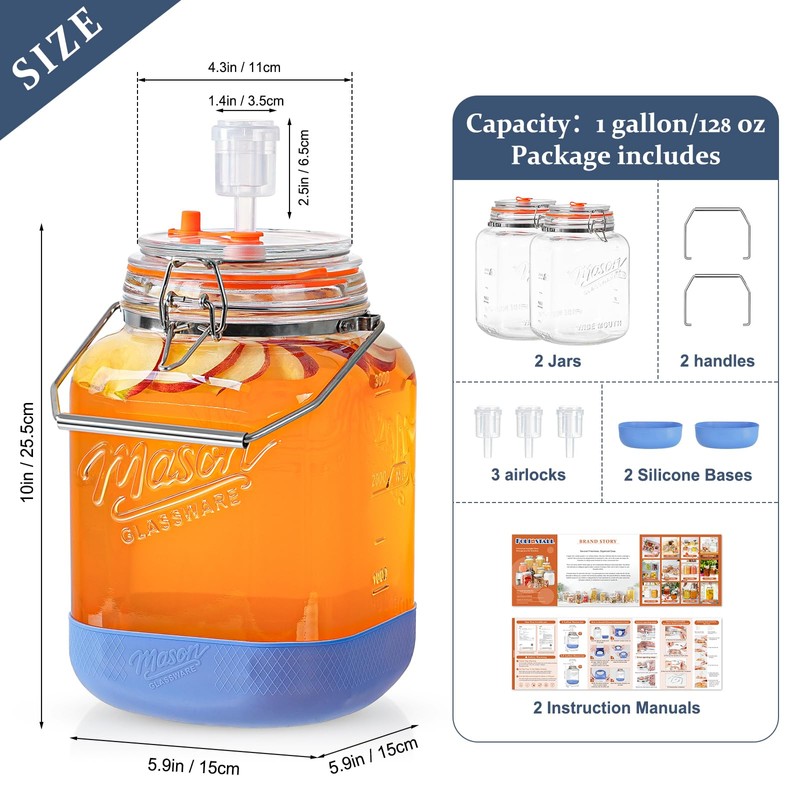 1 Gallon/128 OZ Large Fermentation Jar, Mead Making Kit, Pickle