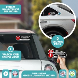 Vehicle is Equipped with Audio and Video Recording Stickers | Recording Device in Car Sticker Signs | in Car Camera Recording | 2 Vinyl Stickers | Glossy 8x2.5 Inches Outdoor Vinyl Stickers (Large)