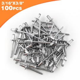 FOREVTL 100pcs 3/16" x 3/8" Aluminum Blind Rivets, 4.8 x 8mm Pop Rivets, Pack of 100 (Silver)
