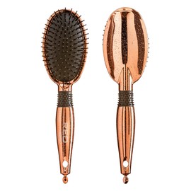 Red by Kiss Rose Gold Chrome Paddle Brush Heat Resistant Bristles for Detangling and Blow-drying for Men and Women (Round)