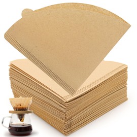 200 Pieces American Coffee Filters V Shape American Coffee Filters Natural Wood Meat for Coffee Machines Coffee Cups (2-4 Cups)