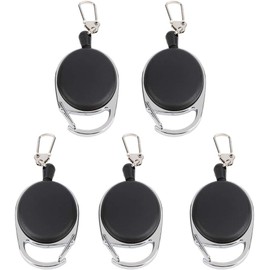 Dilwe - Llavero retr¨¢ctil con cuerda de alambre de nailon de 60 cm, soporte para tarjetas de identificaci¨®n con clip de metal para tarjetas de identificaci¨®n, uso al aire ¨²ltima intervensi¨®n, camping de monta?a, otros accesorios de herramientas de mo