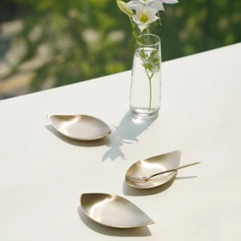 Notdam Bangjja Yugi Leaf Plate Small / 놋담 방짜유기 나뭇잎 접시 소