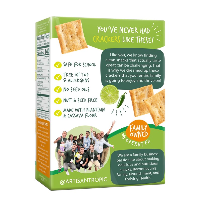 Artisan Tropic Chile Lime Organic Crackers, Gluten Free, Grain Free,
