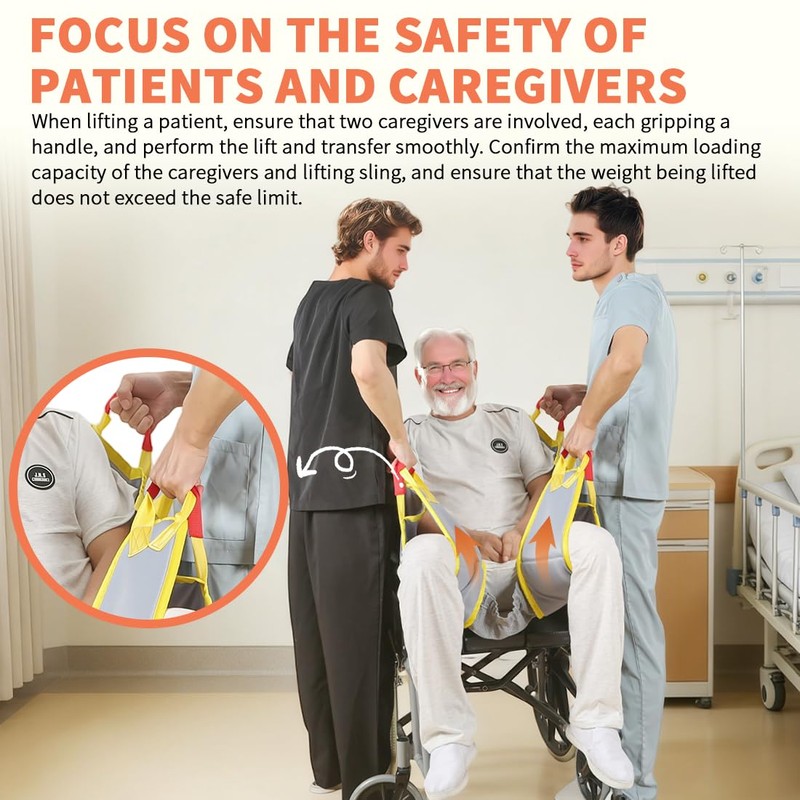 EHUELDER Manual Transfer Sling for Narrow Spaces, Portable Hand Lift