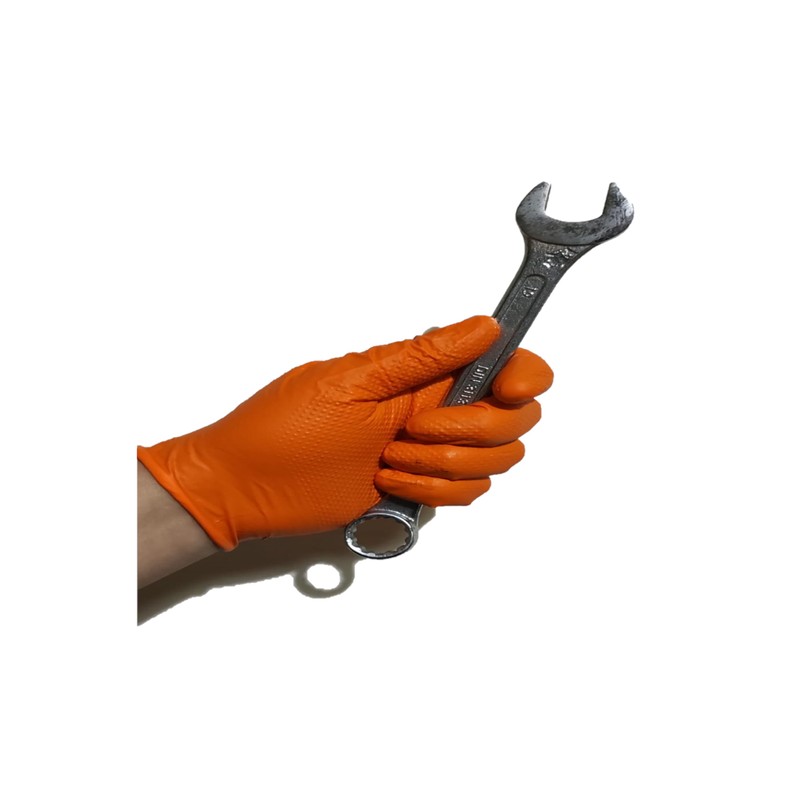 Heavy Duty Super Strong Orange Grip Nitrile Gloves PF 8