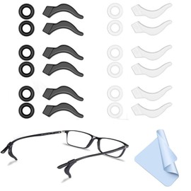 ZKGYUS 12 Pairs of Non-Slip Glasses Ear Hooks with Glasses Cloth, Non-Slip Glasses Ear Hooks, Non-Slip Holder for Glasses Temples, Comfort Holder Covers for Glasses Sunglasses