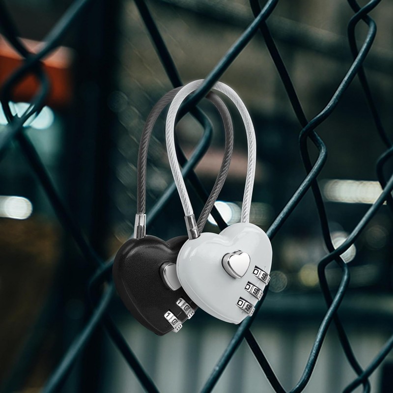 2 Pack Combination Lock, 3 Digit Heart Shaped Padlock for