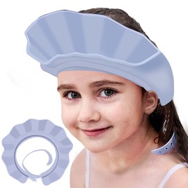 KOMIDK Baby Kids Shower Cap Shower Cap for Kids Shampoo Bath Bathing Hat Silicone Adjustable Washing Hair Shower Bathing Protection Bath Cap for Toddler, Baby, Kids, Children (Blue)