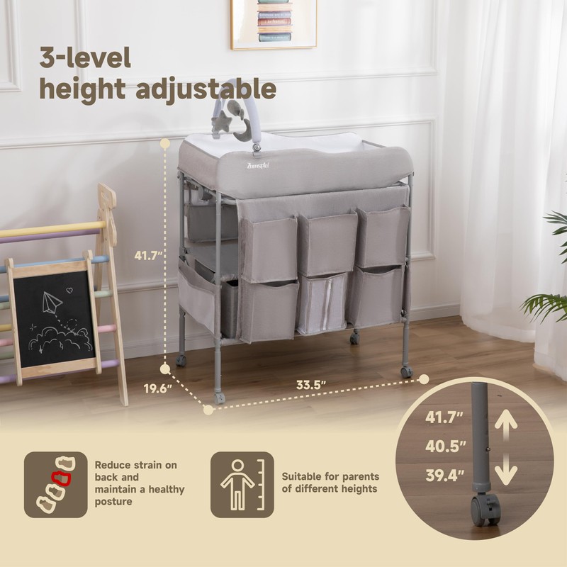 Baby Changing Table, Versatile Portable Folding Changing Table, Waterproof Diaper