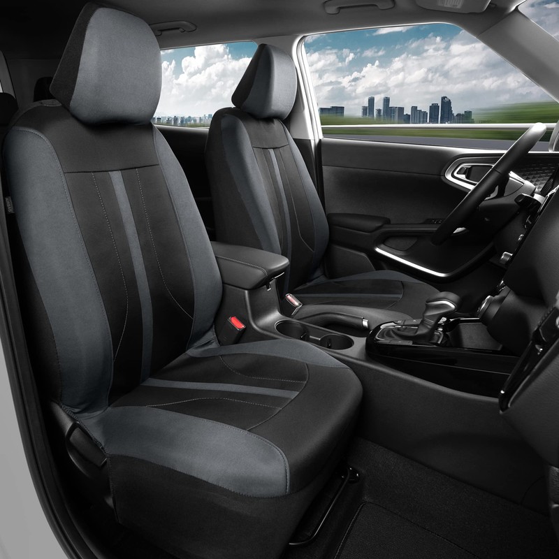 Motor Trend Gray Cloth Car Seat Covers for Front Seats
