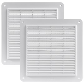 Vent Systems 10"x10" Inch - Pack of 2 Air Vent Cover - White - Air Vent Louver - Grill Cover - Built-in Insect Screen - Straight Back, Without Flange - HVAC Vents for Bathroom, Home Office, Kitchen
