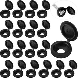 Hotop 100 Pieces Hinged Screw Cover Caps Plastic Shutter Screw Caps Fold Screw Snap Covers Washer Flip Tops (Black,Medium)