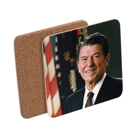 Cork Coaster - Ronald Reagan President USA Portrait - 1 Piece (95x95mm)