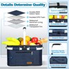 LIQING 35L Picnic Basket 2 Layers of Internal Pockets Leak-Proof
