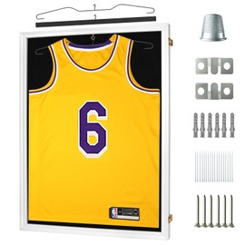ASmileIndeep Jersey Frame Display Case, Large Football Jersey Shadow Box, Sports Jersey Frame with 98% UV Protection Acrylic and Hanger for Baseball Basketball Hockey Shirt and Uniform, Pure White