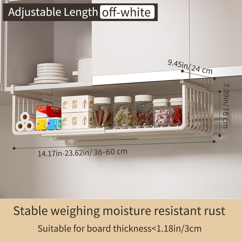 Janebert Extendable Under Shelf Storage Basket, Hanging Baskets Under Cabinet