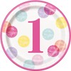 Dots 1st Birthday Round Paper Dinner Plates - 9" |