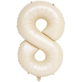onehous Cream White 8 Balloons, 40 Inch Large Foil Balloons Number 8 Beige, Self Inflating Helium Balloons Number 8 for Boys Girls Birthday Party Boho Wedding Decorations Supplies (Cream White#8)