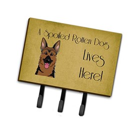 Caroline's Treasures BB1459TH68 German Shepherd Spoiled Dog Lives Here Leash or Key Holder, Triple, Multicolor