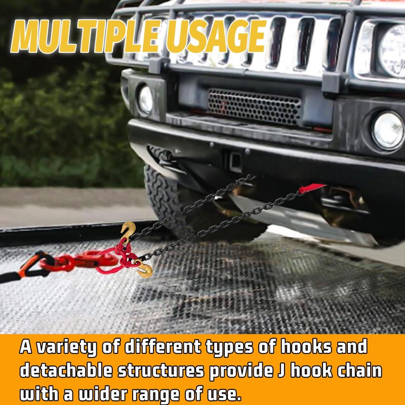 SENKEYFE 3FT V Bridle Tow Chain G80-3/8 IN Transport Chain