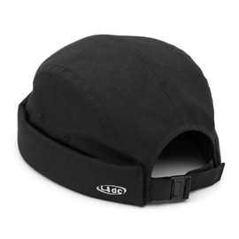 UNDERCONTROL Brimless Trawler Leon Harbour Recycle Poly Rolled Cuff Miki Watch Cap Unisex Sailor Skull Outdoor Hat Fisherman Tactical Buckle No Visor Docker Beanie Korea (Black)