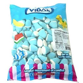 Vidal Raspberry Gummi Drops Candy, Blue and White, 2.2 Pounds