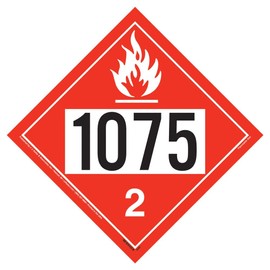 1075 Placard, Division 2.1 Flammable Gas 25 Pack, 10.75" x 10.75" Permanent Self Adhesive Vinyl, DOT Hazmat Compliant, J. J. Keller & Associates, Inc.