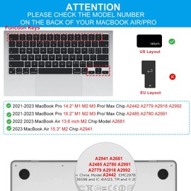 CaseBuy Large Print Keyboard Cover for 2024-2021 M3/M2/M1 Pro/Max MacBook Pro 14" 16" A2918 A2992 A2779 A2442 A2991 A2780 A2485, M3 M2 MacBook Air 13.6" 15" A2681 A2941 A3114 A3113 -Black