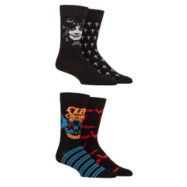 SockShop Ozzy Osbourne Blizzard of Ozz Cotton Socks Heavy Metal Music Classic Rock Luxury Gift Box 4 Pack - Black 7-11