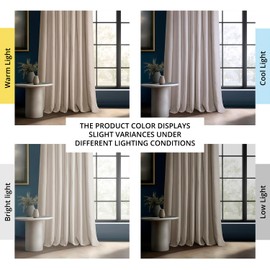 HPD Half Price Drapes - Faux Linen Curtains for Living Room (1 Panel) - 50W X 96L - Textured Room Darkening Curtains for Bedroom 96 Inches Long - Drapes for Home Decor, Birch