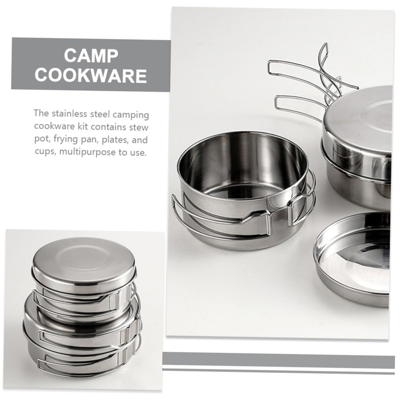 Mipcase 1 Set Outdoor Camping Cookware Portable Stainless Steel Kitchen