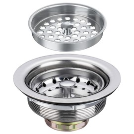 3-1/2 Inch Commercial Kitchen Sink Drain Assembly - Stainless Steel Construction, Dual Strainer Baskets for Drain & Stopper, Fits Restaurant, Food Service, Industrial Sinks