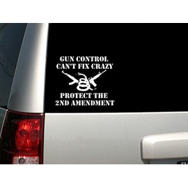 Appalachian Decals 6" White Vinyl Gun Control Can't Fix Crazy Decal
