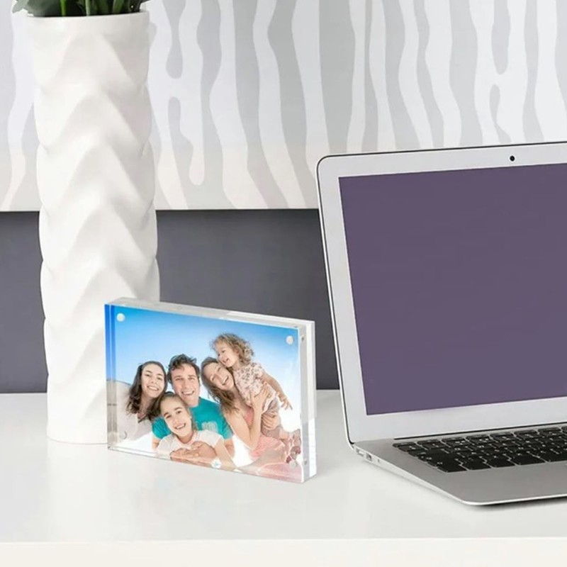 Acrylic Photo Frame Crystal Clear Frameless Double Sided Freestanding Photo