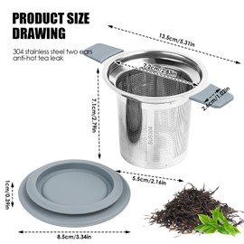 Tea Strainer for Loose Tea, Stainless Steel Tea Filter with Lid and Anti-scalding Handle, Reusable Tea Strainer for Cup Teapot