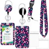 Flower ID Badge Holder with Lanyard for Women, Stylish Badge