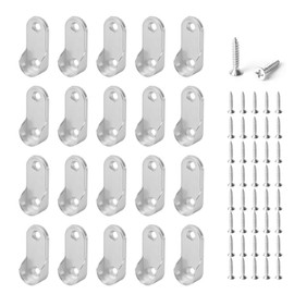 20 Pack Oval Closet Rod End Supports, Dveda Closet Rod Bracket, Wardrobe Closet Rod Holder for 19x35mm Oval Rods, Polishied Chrome Finish with Mounting Screws