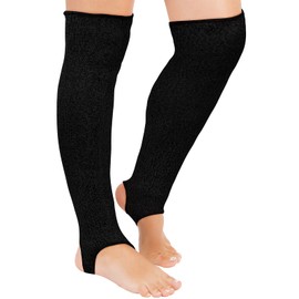 Zhanmai Cut Resistant Leg Sleeves Bite-Proof Protective Leg Sleeves for Welding, Lawn Mowing Guard Safety (Black, Heel Hole Style)