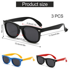 Ltsbaed 3 Stücke Sonnenbrille für Kinder, Polarisierte Sonnenbrille UV400 Schutz, Silikon Rahmen, für Mädchen und Jungen (Mehrfarbig)