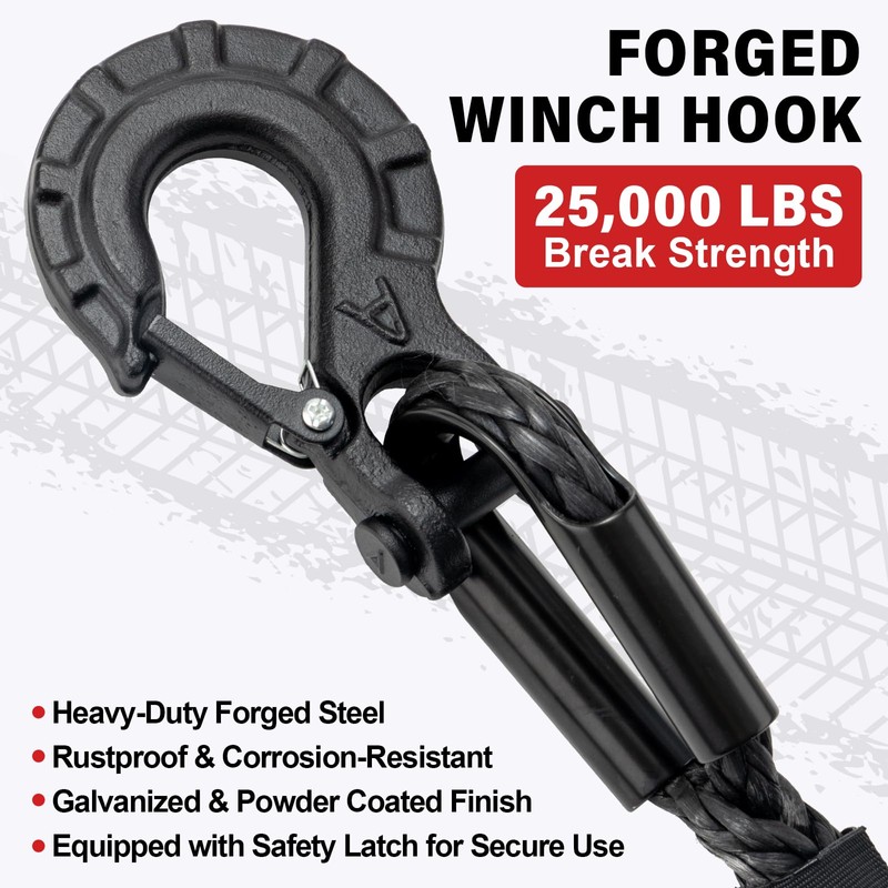 HOKINETY Synthetic Winch Rope Kit - 1/4" x 50' 10000