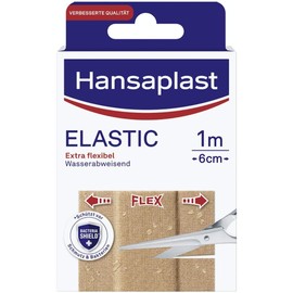 Hansaplast Elastic Plaster (1 m x 6 cm), Cut to Size Wound Plasters for Joints and Moving Body Areas, Flexible Dressing Material with Extra Strong Adhesion