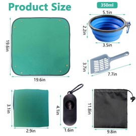 BNOSDM Travel Litter Boxes for Cats Foldable Litterbox Kit Portable Litter Box with Scoop Bowl Waterproof & Non-Stick for Car, Hotels, Outings, Indoors, Temporary Stays