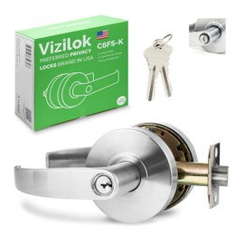 VIZILOK Vandal Resistant ADA Compliant Entrance Lever Door Lock with Keys C6FS-K - BHMI Grade 2 Heavy Duty Commercial Grade Left Right Reversible Lock - Satin Chrome